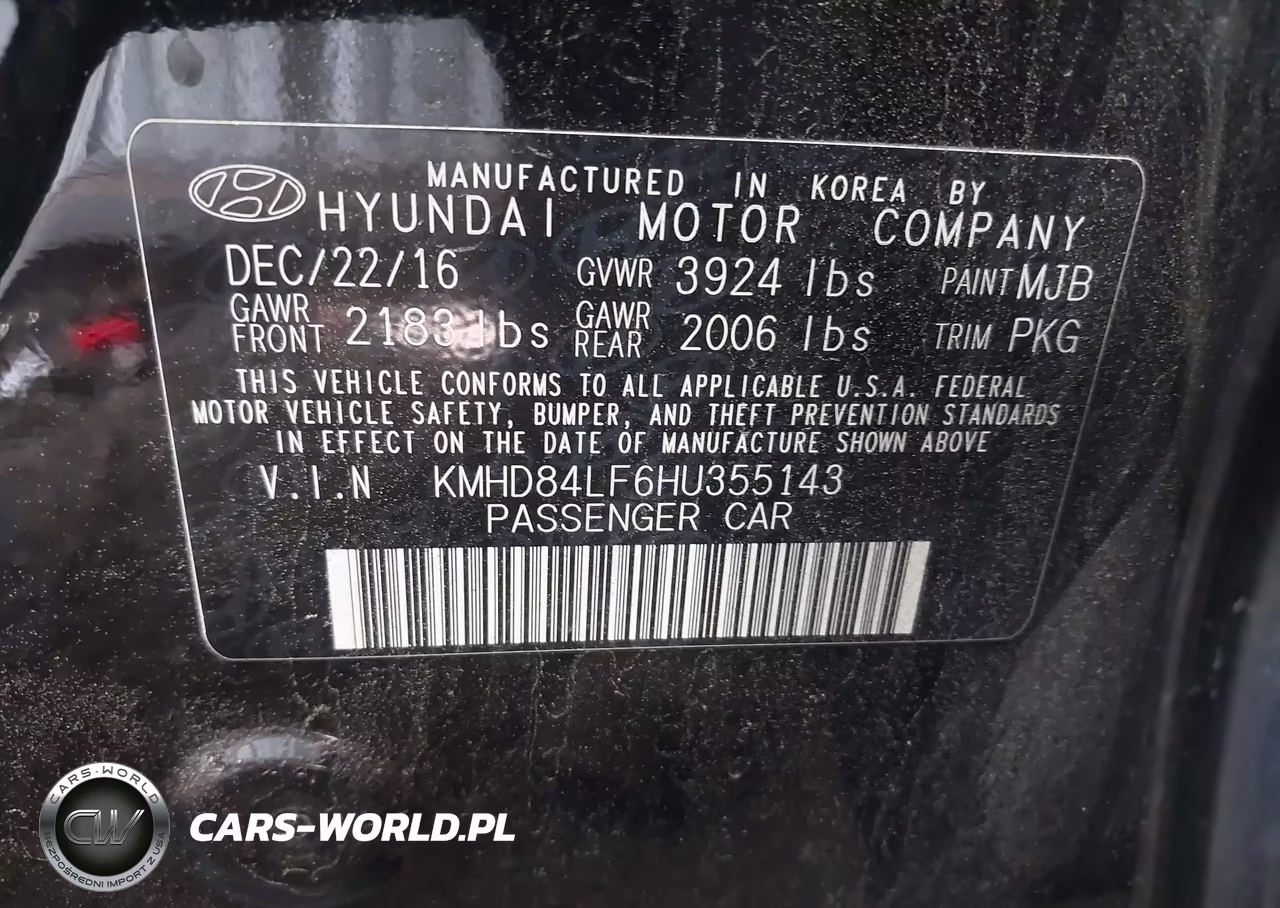 2017 Hyundai Elantra Limited VIN:KMHD84LF6HU355143 - 9