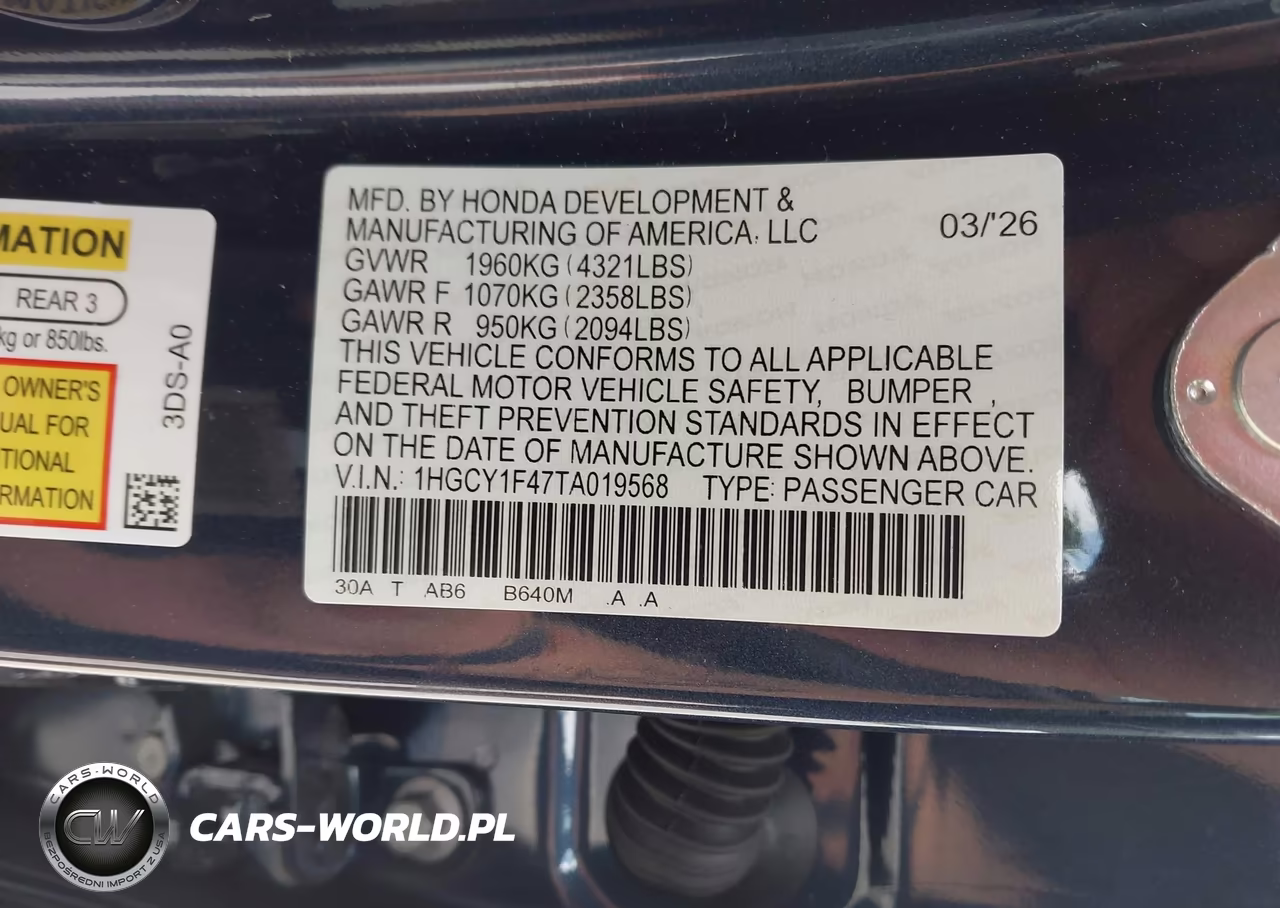 2026 Honda Accord Se VIN:1HGCY1F47TA019568 - 9
