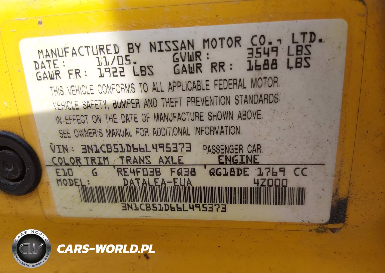 2006 Nissan Sentra 1.8S VIN:3N1CB51D66L495373 - 9