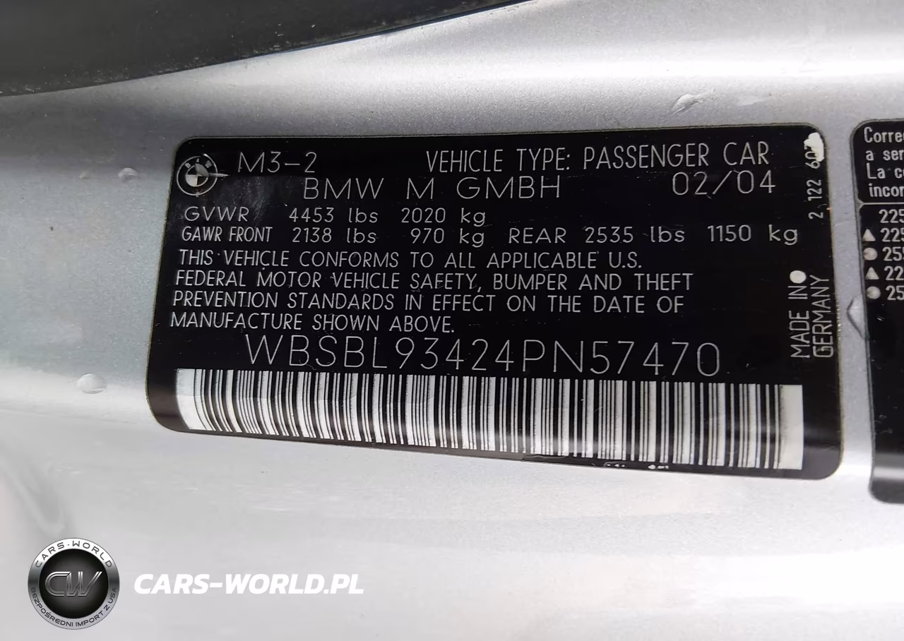 2004 BMW M3 VIN:WBSBL93424PN57470 - 9
