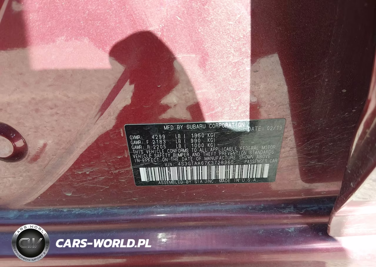 2019 Subaru Impreza 2.0I VIN:4S3GTAA67K3728365 - 9