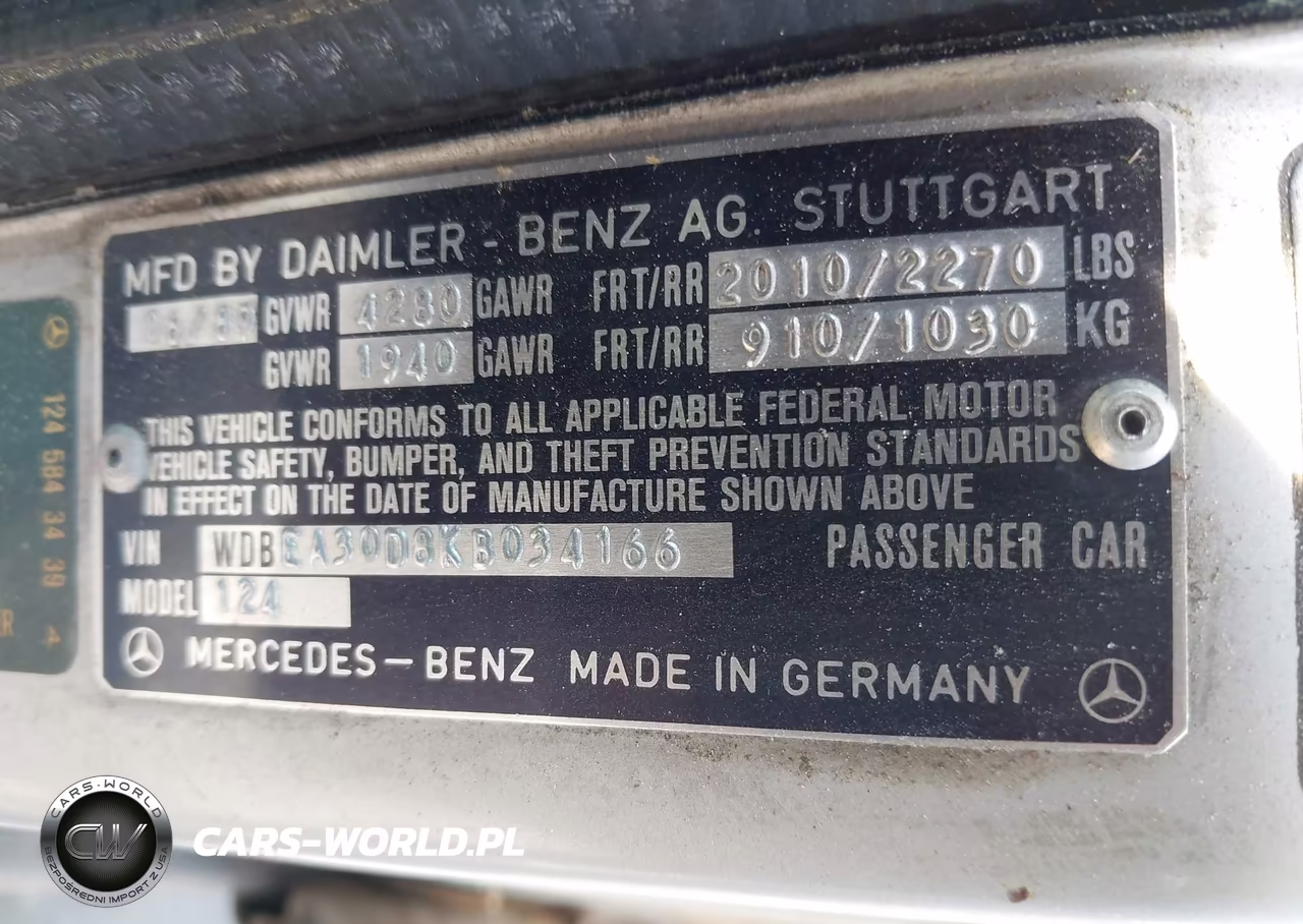1989 Mercedes-Benz 300 E VIN:WDBEA30D8KB034166 - 9