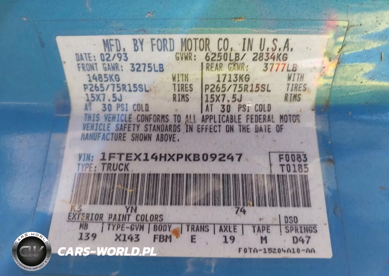 1993 Ford F150 VIN:1FTEX14HXPKB09247 - 9