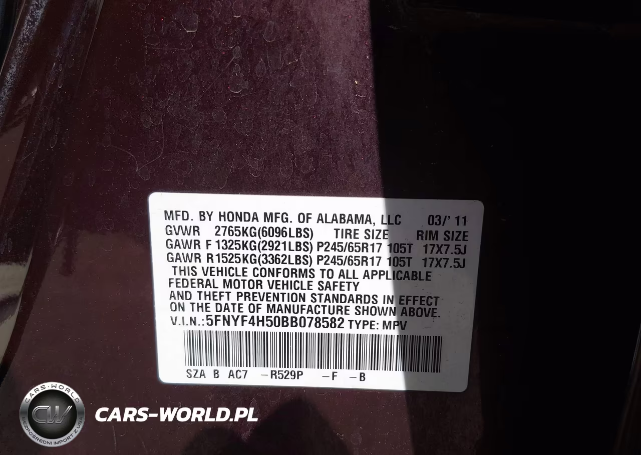 2011 Honda Pilot Exl VIN:5FNYF4H50BB078582 - 9