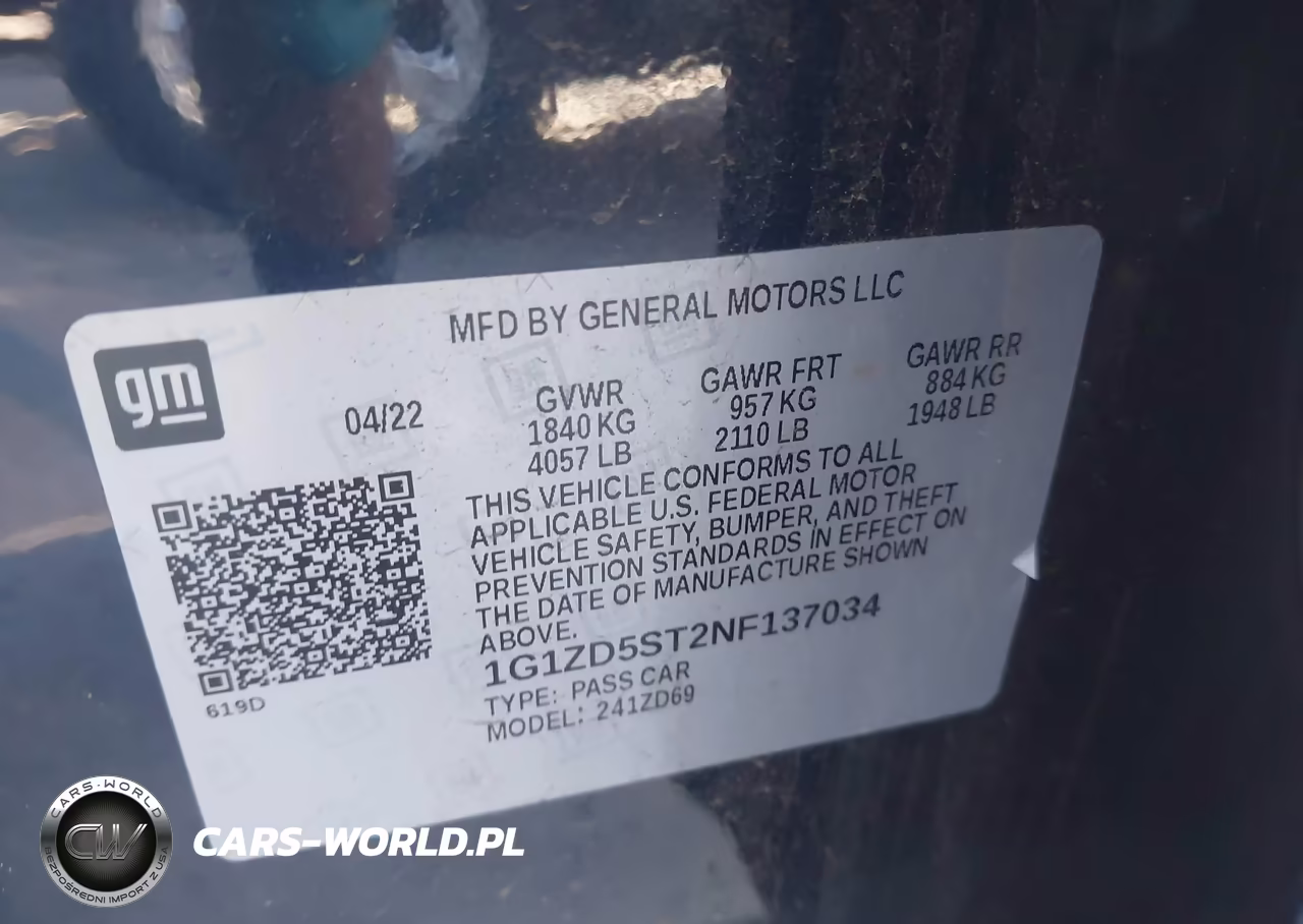 2022 Chevrolet Malibu Fwd Lt VIN:1G1ZD5ST2NF137034 - 9