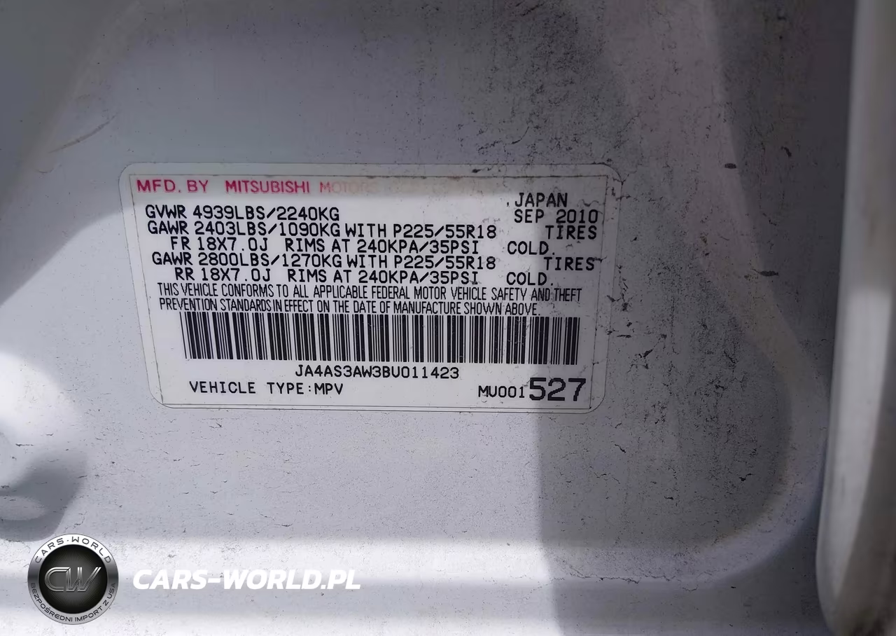 2011 Mitsubishi Outlander Se VIN:JA4AS3AW3BU011423 - 9