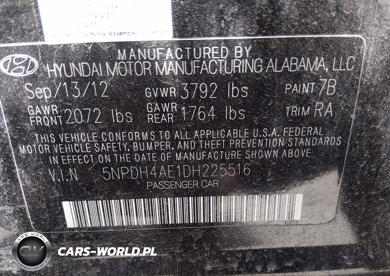 2013 Hyundai Elantra Gls VIN:5NPDH4AE1DH225516 - 9