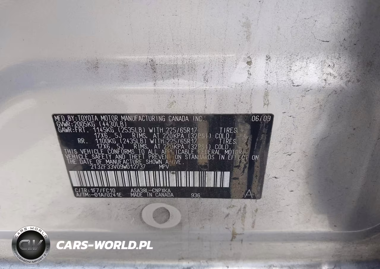 2009 Toyota Rav4 VIN:2T3ZF33V09W012737 - 9
