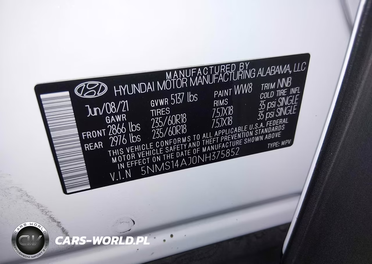 2022 Hyundai Santa Fe Se VIN:5NMS14AJ0NH375852 - 9