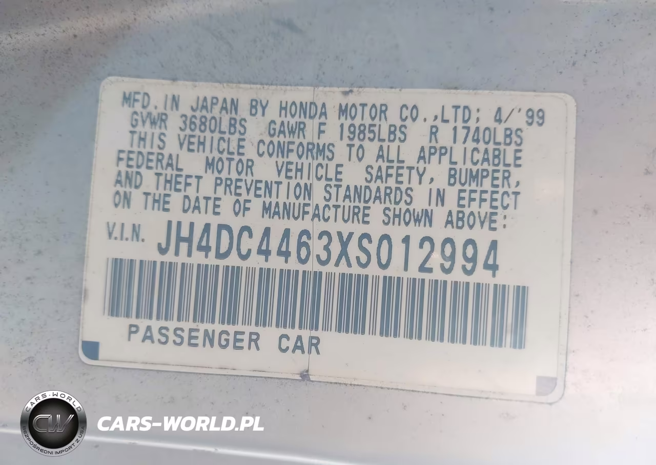 1999 Acura Integra Gs VIN:JH4DC4463XS012994 - 9