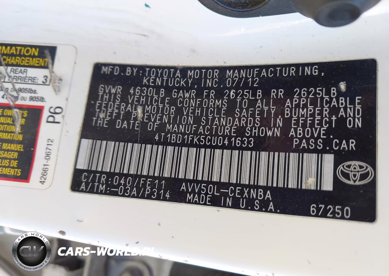 2012 Toyota Camry Hybrid Le VIN:4T1BD1FK5CU041633 - 9