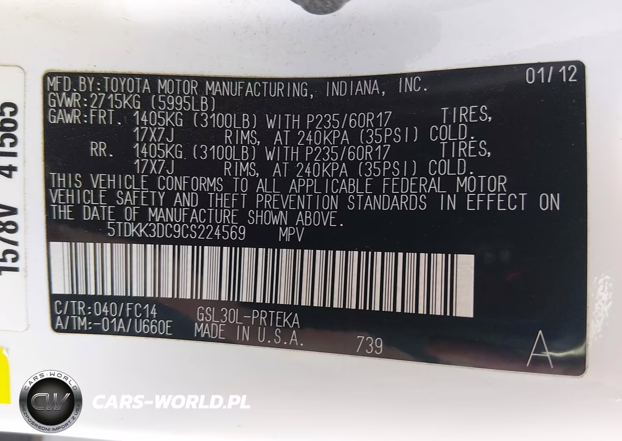 2012 Toyota Sienna Le V6 8 Passenger VIN:5TDKK3DC9CS224569 - 9