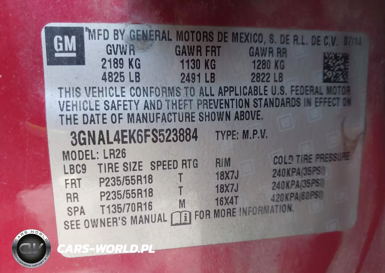 2015 Chevrolet Captiva Sport Ltz VIN:3GNAL4EK6FS523884 - 9