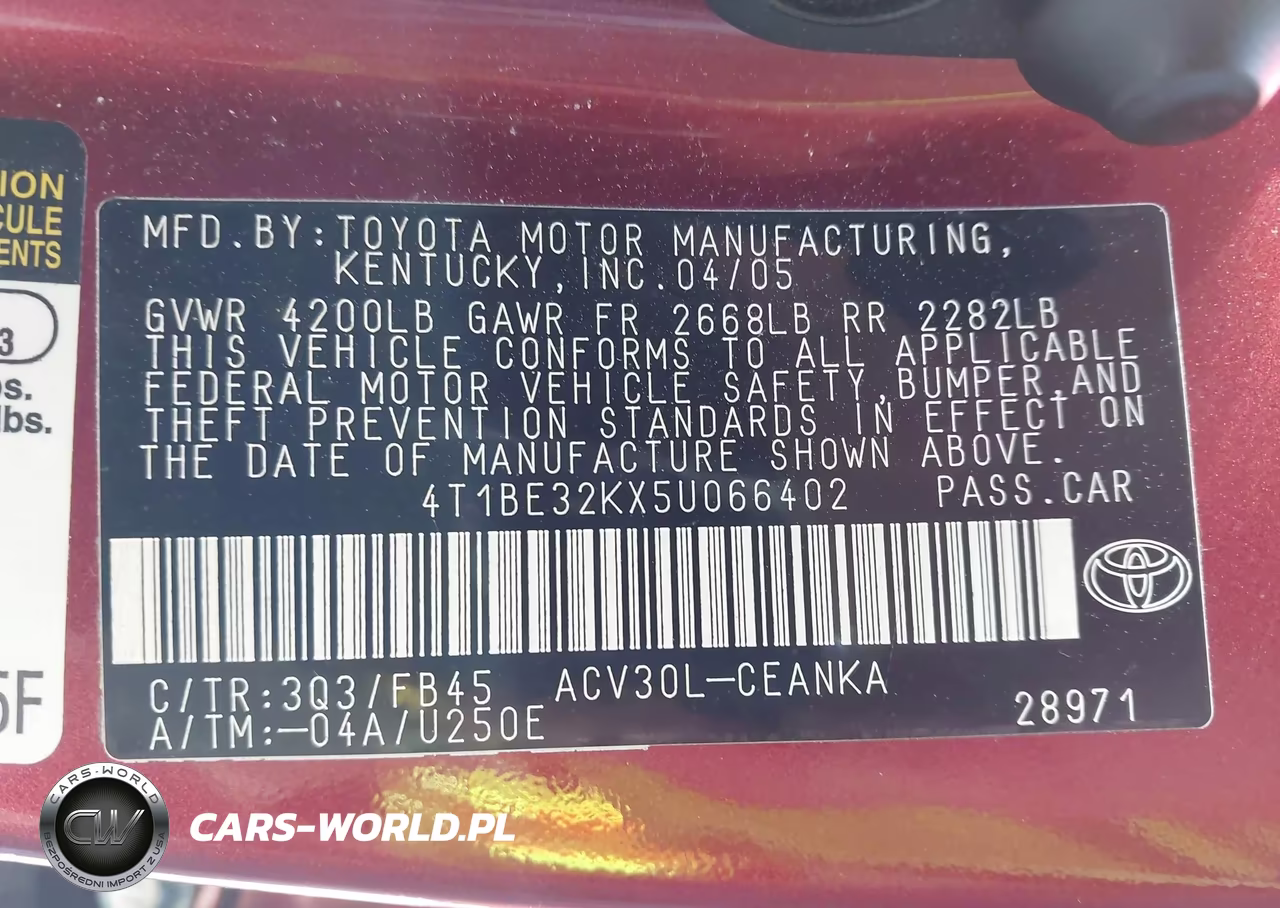 2005 Toyota Camry Le VIN:4T1BE32KX5U066402 - 9
