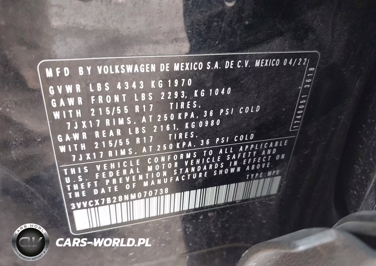 2022 Volkswagen Taos 1.5T S VIN:3VVCX7B28NM070738 - 9