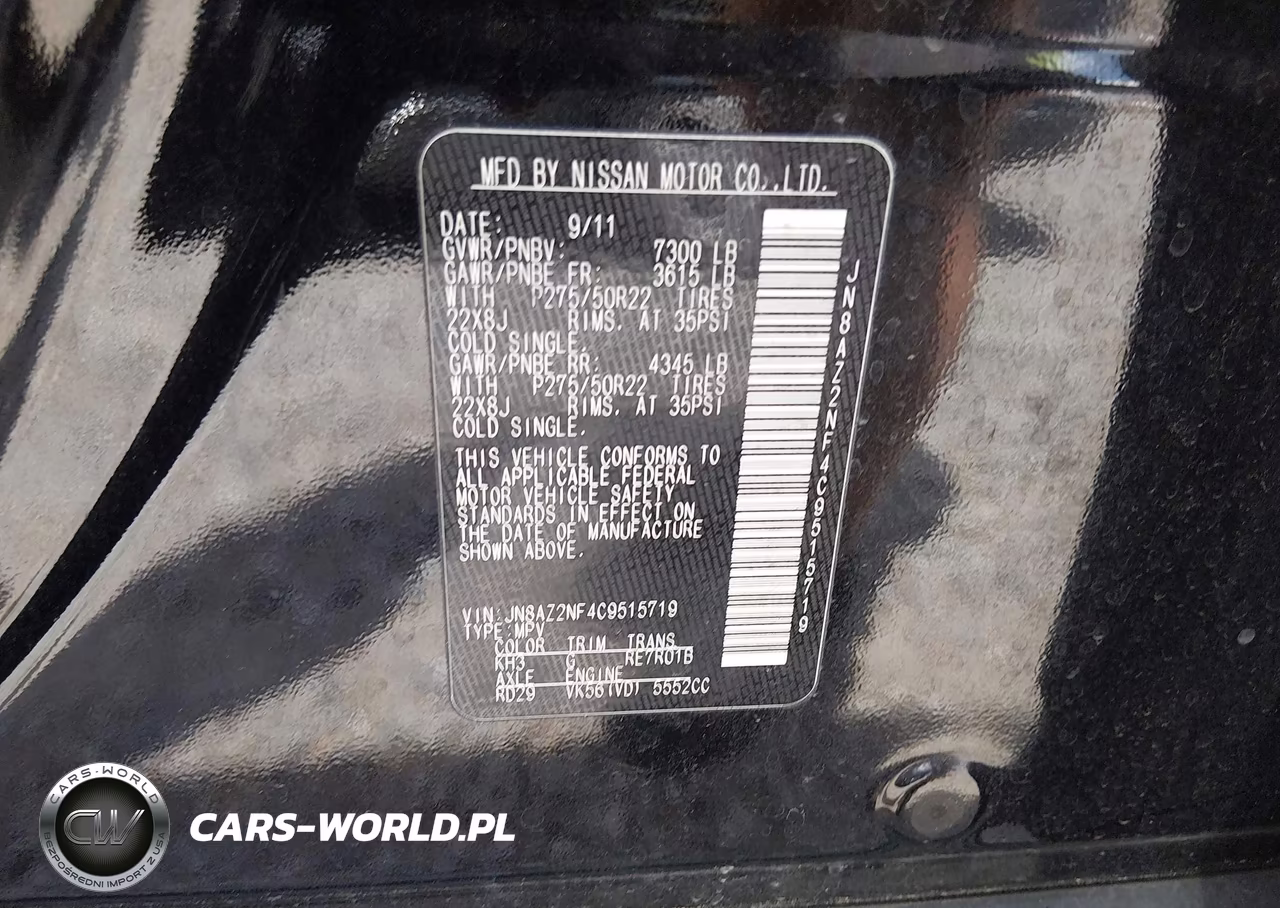 2012 Infiniti Qx56 VIN:JN8AZ2NF4C9515719 - 9