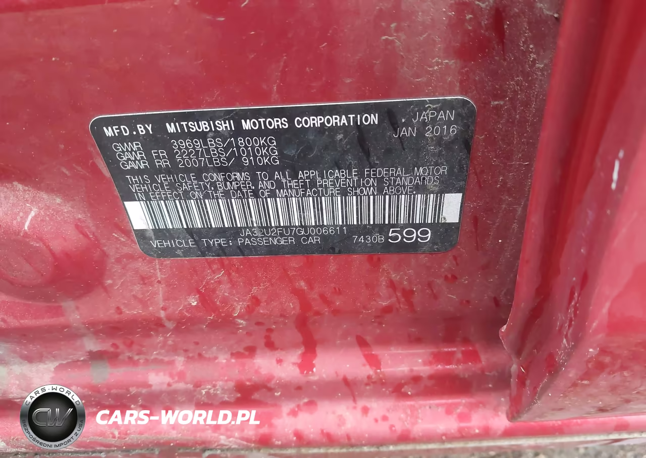 2016 Mitsubishi Lancer Es VIN:JA32U2FU7GU006611 - 9
