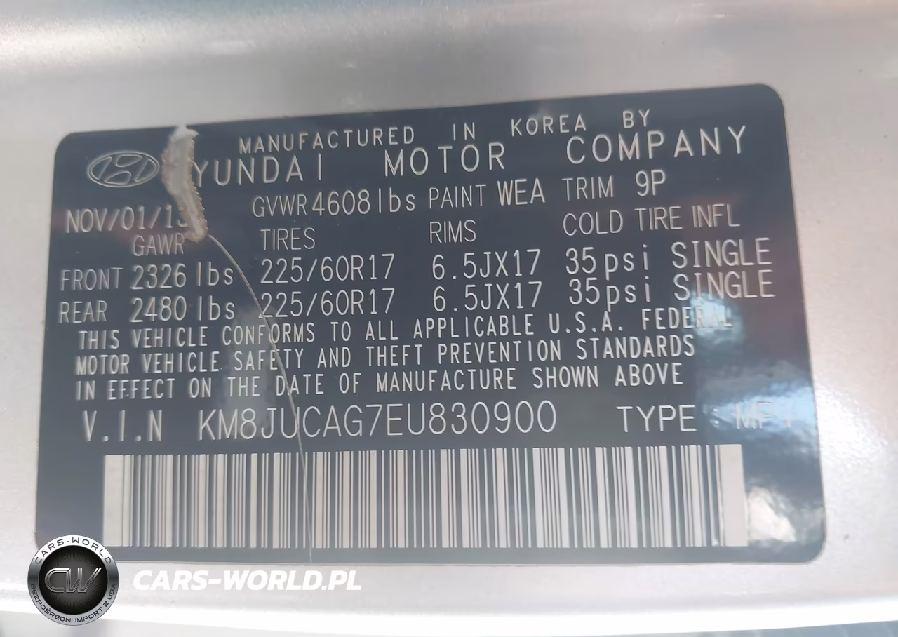 2014 Hyundai Tucson Se VIN:KM8JUCAG7EU830900 - 9