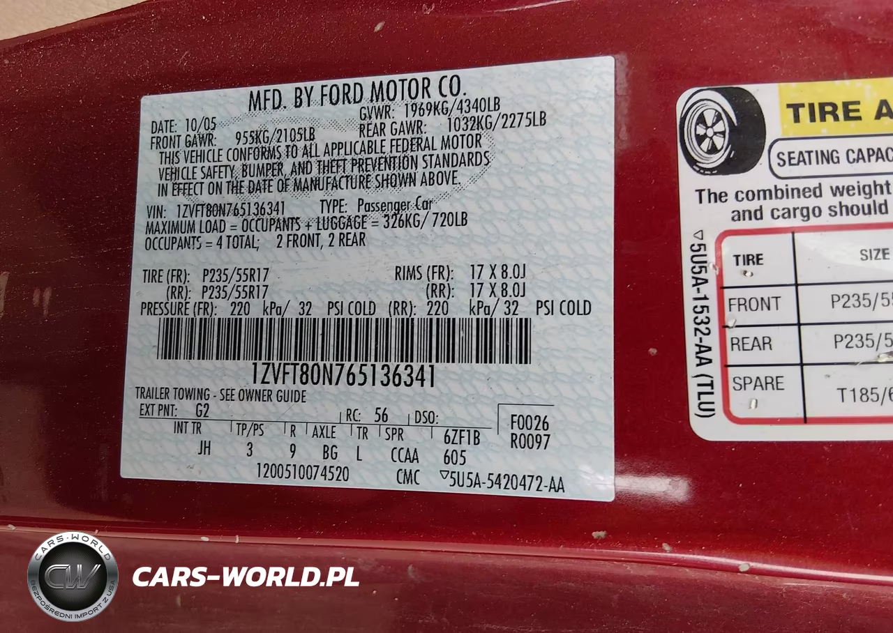 2006 Ford Mustang V6 VIN:1ZVFT80N765136341 - 9