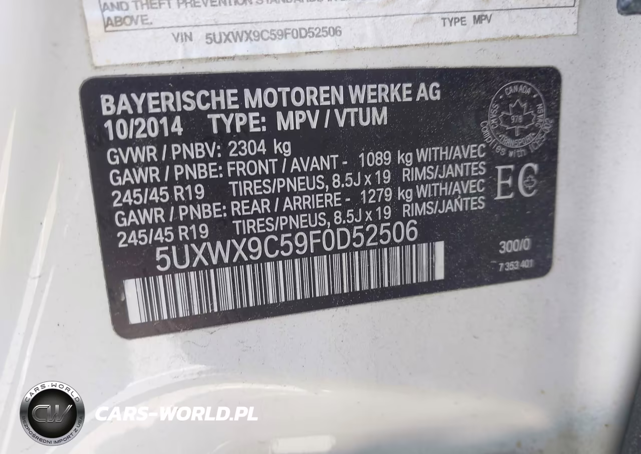 2015 BMW X3 xDrive28I VIN:5UXWX9C59F0D52506 - 9