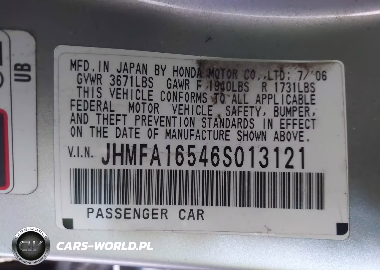 2006 Honda Civic Lx VIN:JHMFA16546S013121 - 9