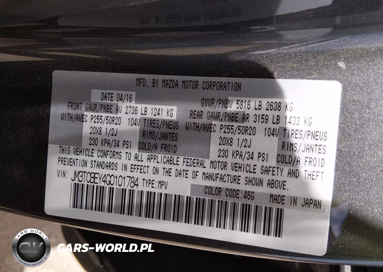 2016 Mazda Cx-9 Signature VIN:JM3TCBEY4G0101784 - 8