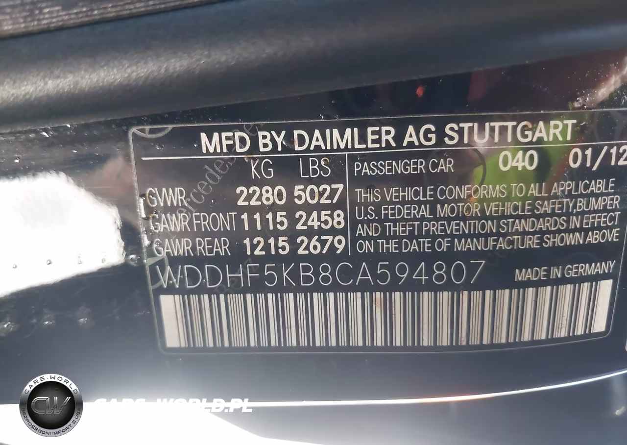 2012 Mercedes-Benz E 350 VIN:WDDHF5KB8CA594807 - 9