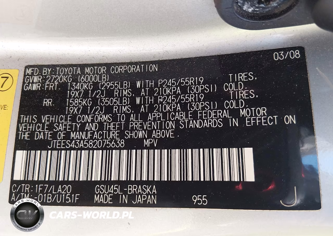 2008 Toyota Highlander Sport VIN:JTEES43A582075638 - 9