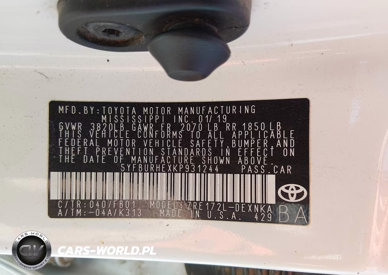 2019 Toyota Corolla Le VIN:5YFBURHEXKP931244 - 9