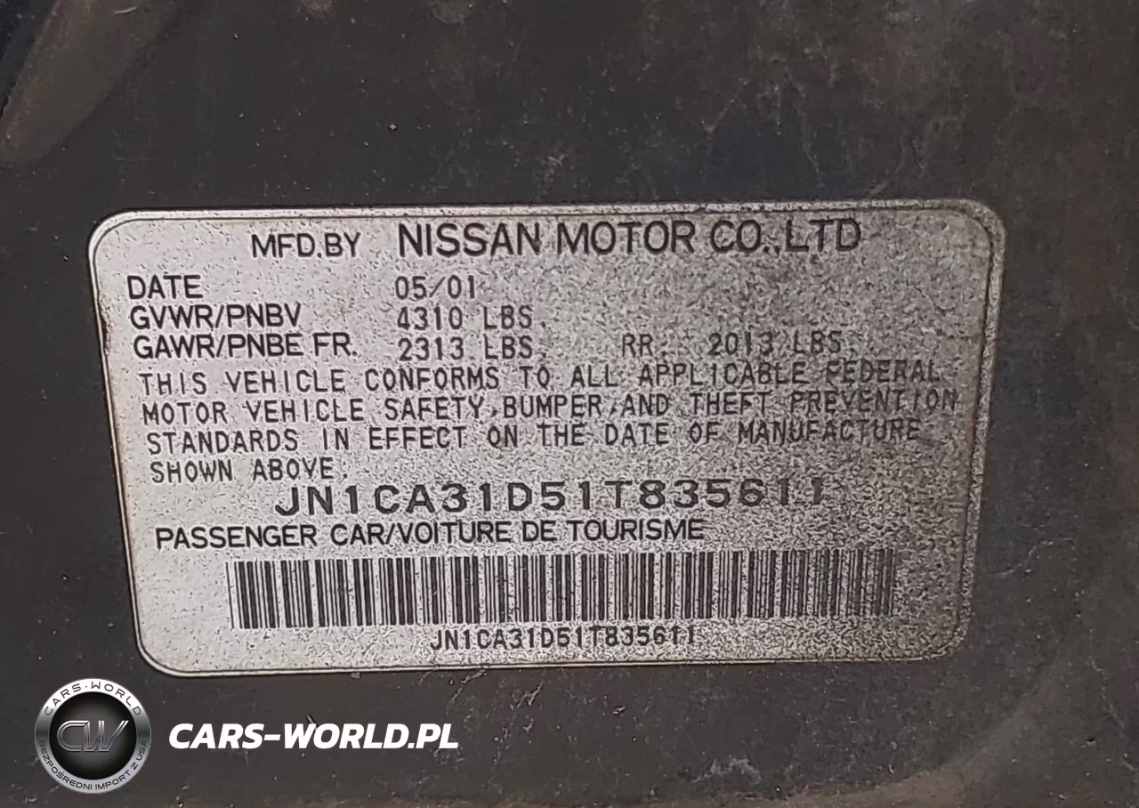 2001 Nissan Maxima Se VIN:JN1CA31D51T835611 - 9