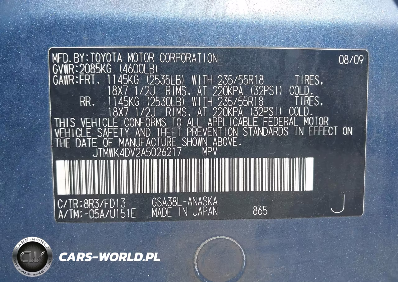2010 Toyota Rav4 Sport V6 VIN:JTMWK4DV2A5026217 - 9