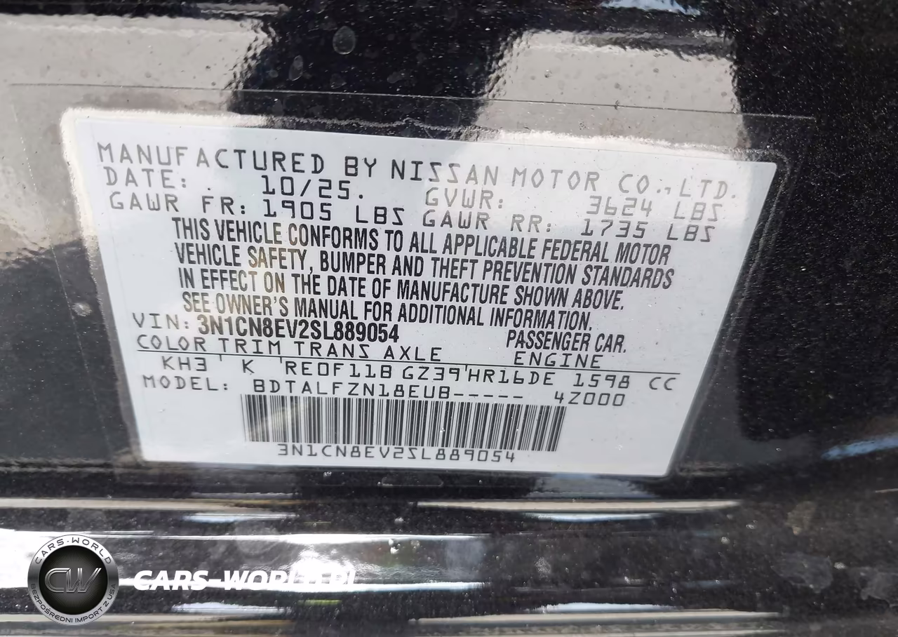 2025 Nissan Versa 1.6 Sv VIN:3N1CN8EV2SL889054 - 9