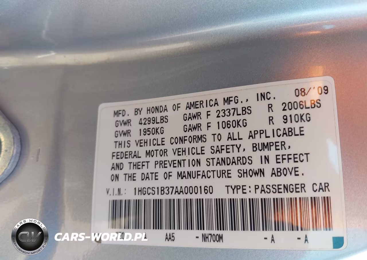 2010 Honda Accord 2.4 Lx-S VIN:1HGCS1B37AA000160 - 9