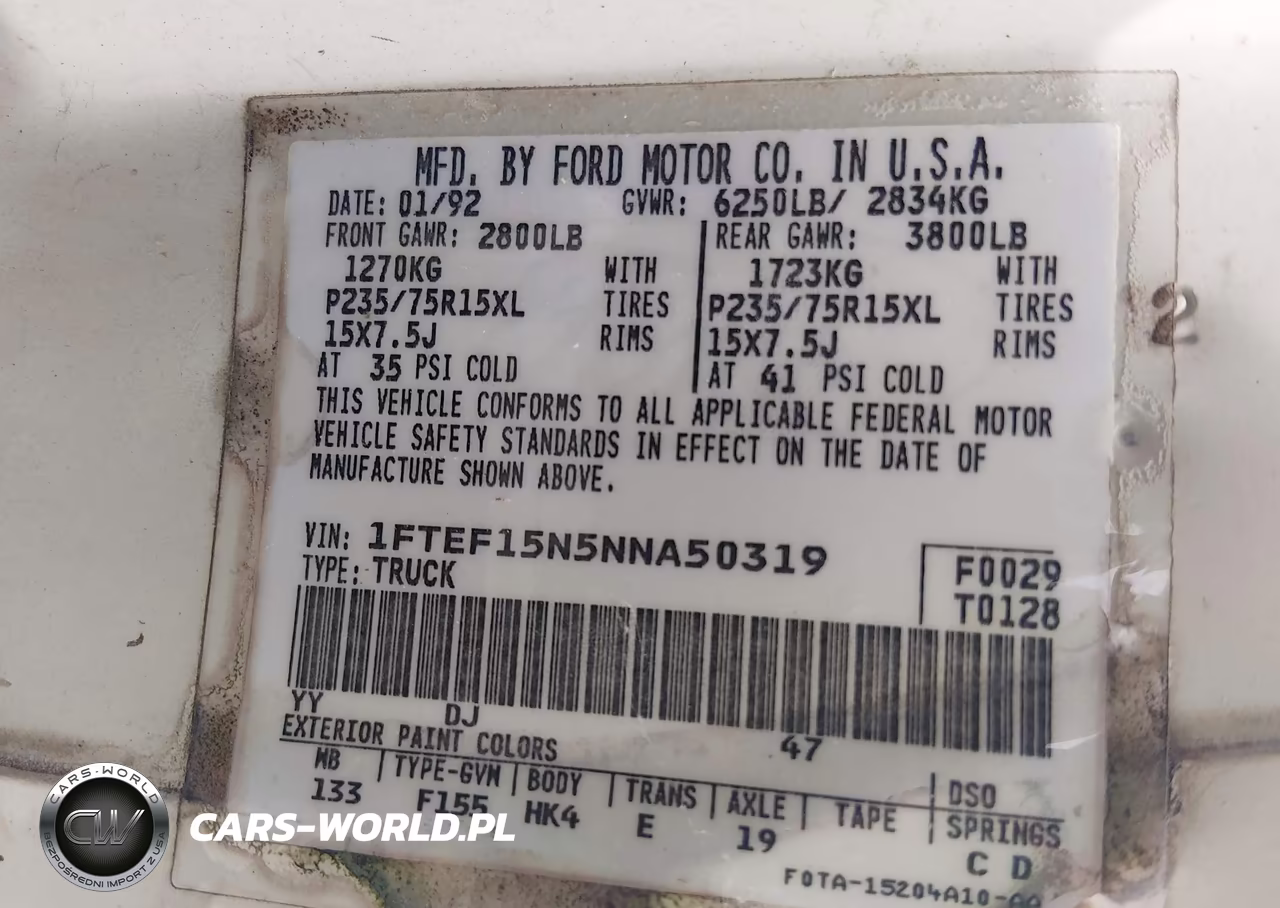 1992 Ford F150 VIN:1FTEF15N5NNA50319 - 9