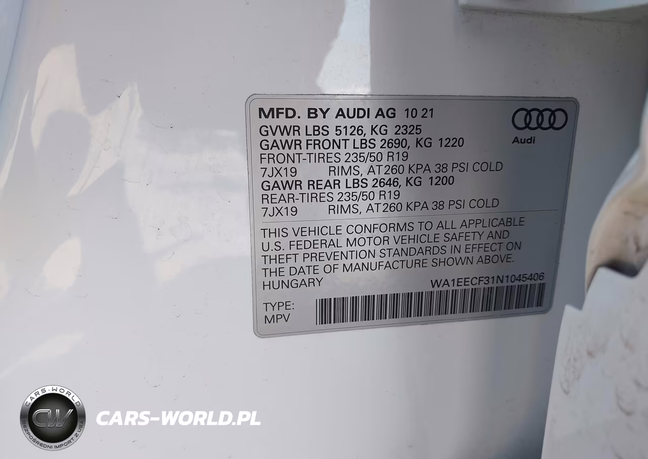 2022 Audi Q3 Premium Plus 45 Tfsi S Line Quattro Tiptronic VIN:WA1EECF31N1045406 - 9