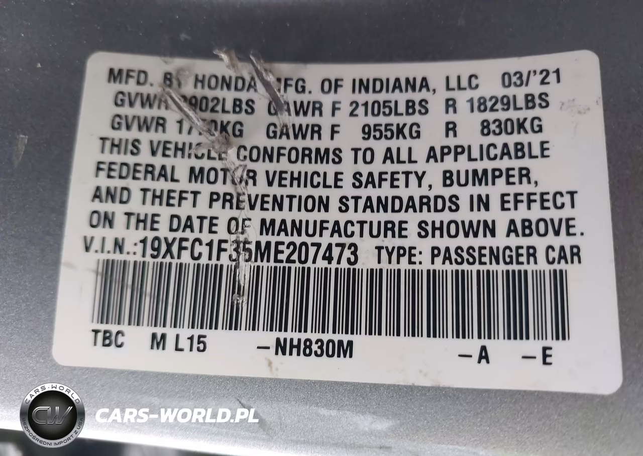 2021 Honda Civic Ex VIN:19XFC1F35ME207473 - 17