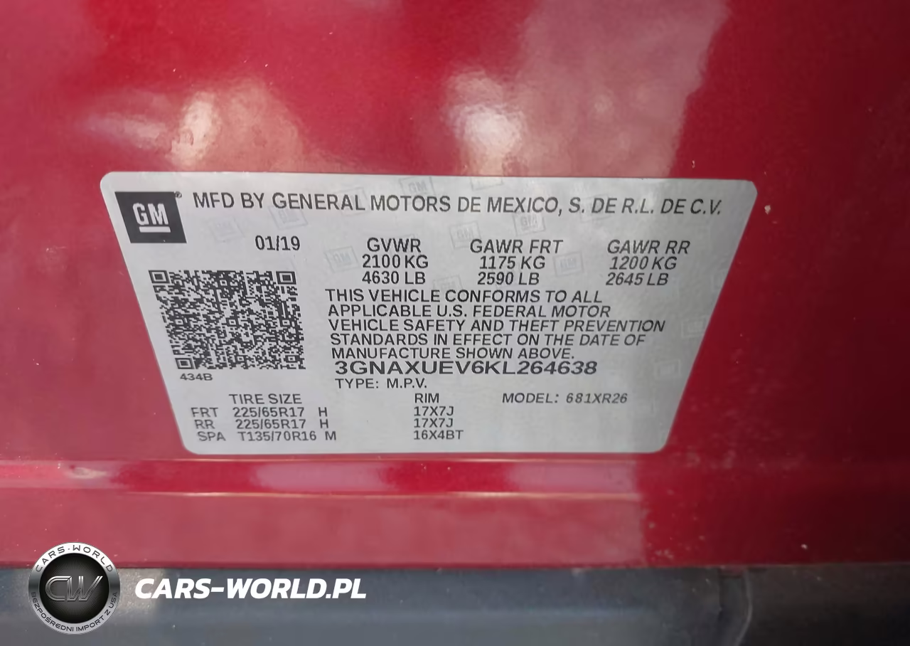 2019 Chevrolet Equinox Lt VIN:3GNAXUEV6KL264638 - 9