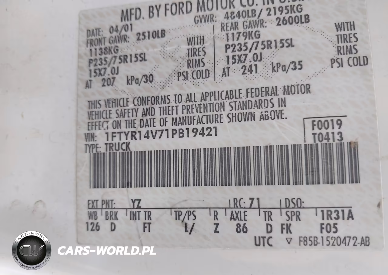 2001 Ford Ranger Edge-Xl-Xlt VIN:1FTYR14V71PB19421 - 9