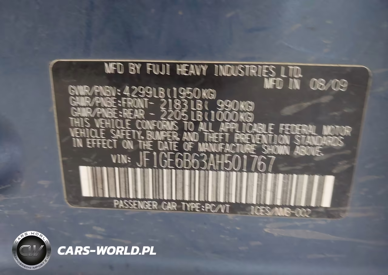 2010 Subaru Impreza 2.5I Premium VIN:JF1GE6B63AH501767 - 9