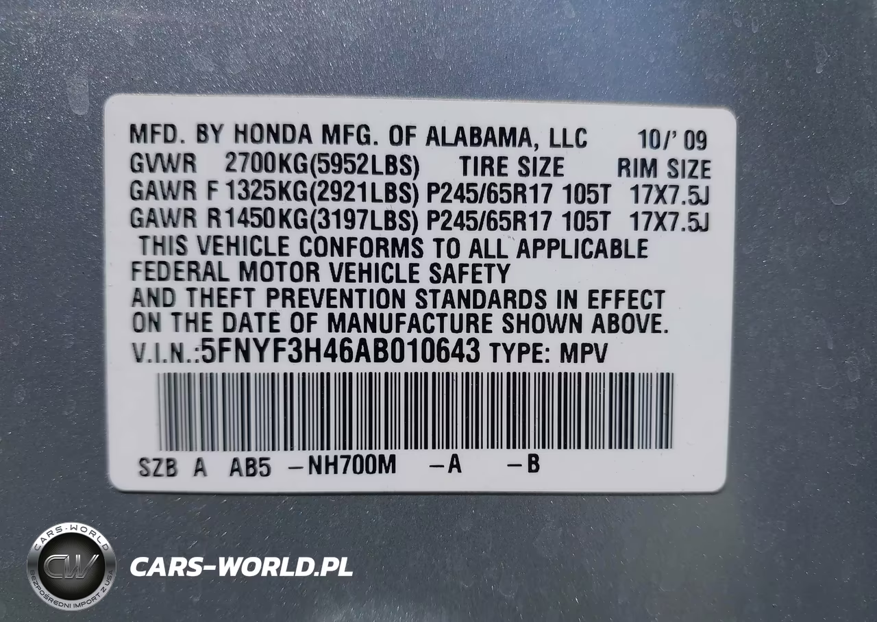 2010 Honda Pilot Ex VIN:5FNYF3H46AB010643 - 9