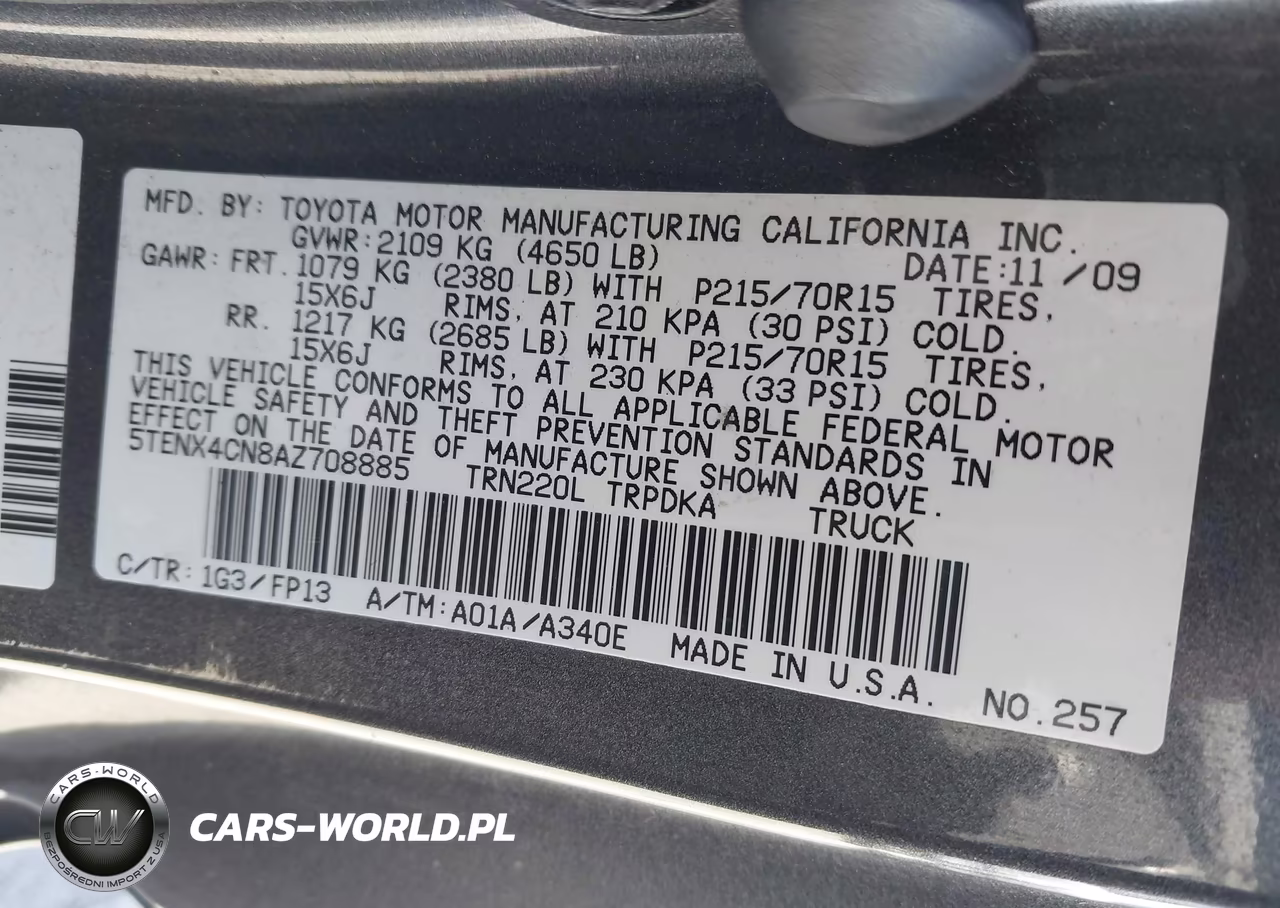 2010 Toyota Tacoma VIN:5TENX4CN8AZ708885 - 9