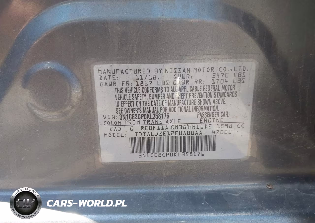 2019 Nissan Versa Note Sv VIN:3N1CE2CP0KL358176 - 9