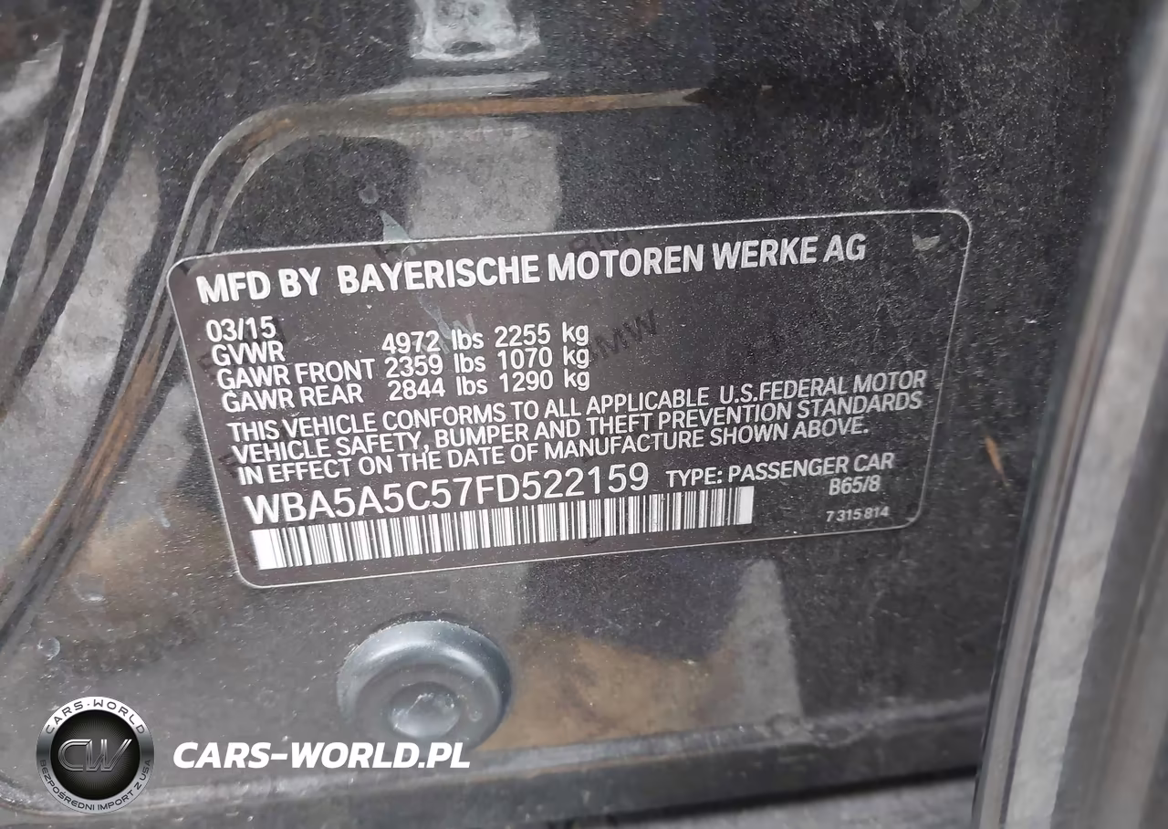 2015 BMW 528I VIN:WBA5A5C57FD522159 - 9