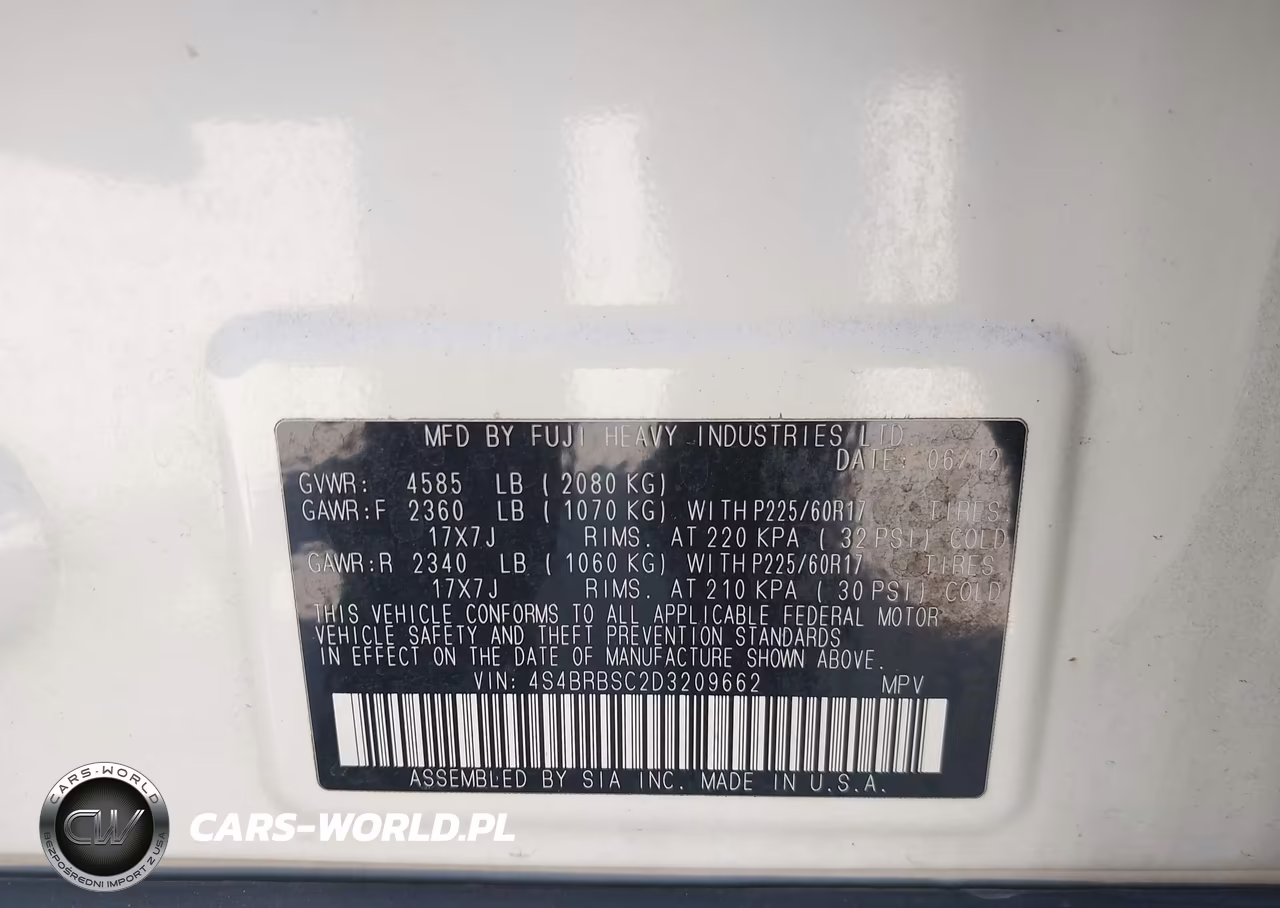 2013 Subaru Outback 2.5I Limited VIN:4S4BRBSC2D3209662 - 9
