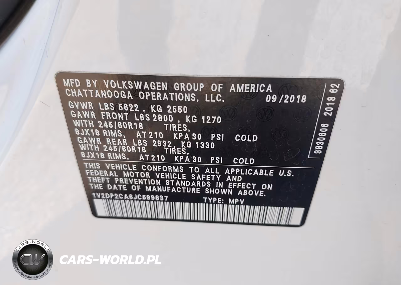 2018 Volkswagen Atlas 2.0T Se-2.0T Se W-Technology VIN:1V2DP2CA6JC599837 - 9