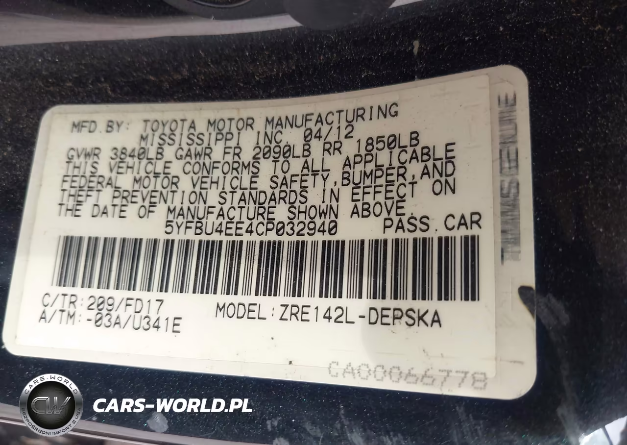 2012 Toyota Corolla S VIN:5YFBU4EE4CP032940 - 9