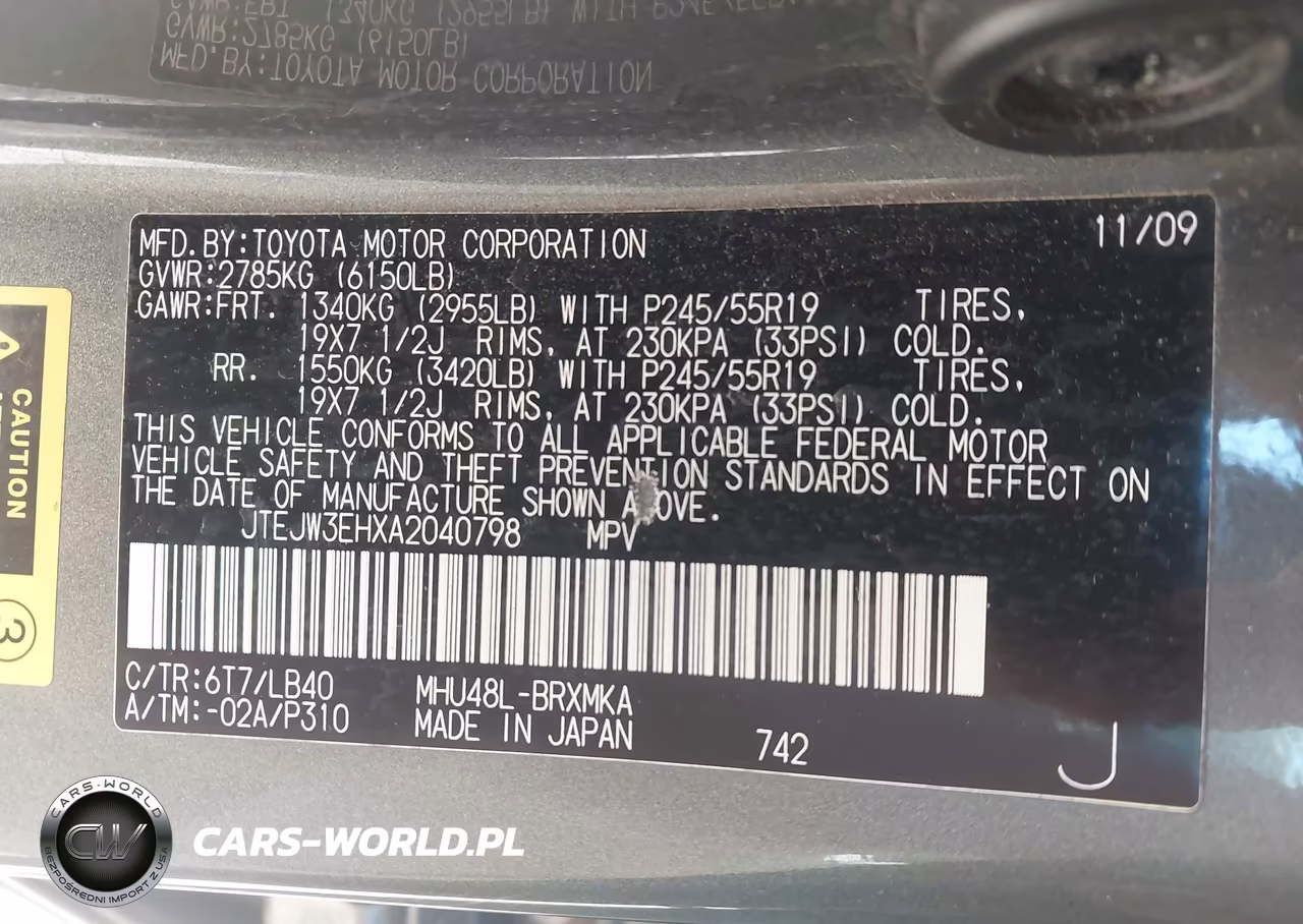 2010 Toyota Highlander Hybrid Limited V6 VIN:JTEJW3EHXA2040798 - 9