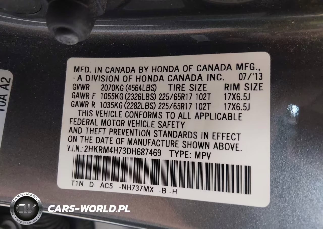 2013 Honda Cr-V Ex-L VIN:2HKRM4H73DH687469 - 9
