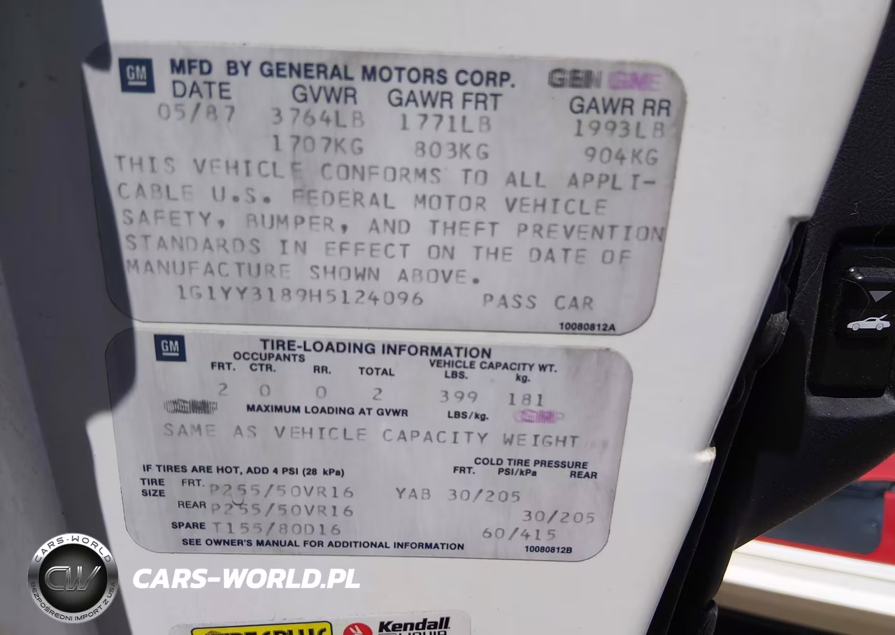 1987 Chevrolet Corvette VIN:1G1YY3189H5124096 - 9