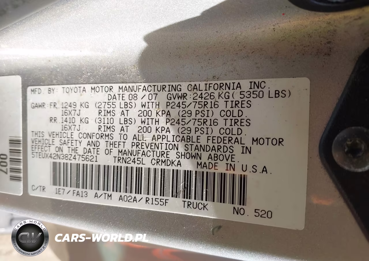 2008 Toyota Tacoma VIN:5TEUX42N38Z475621 - 9